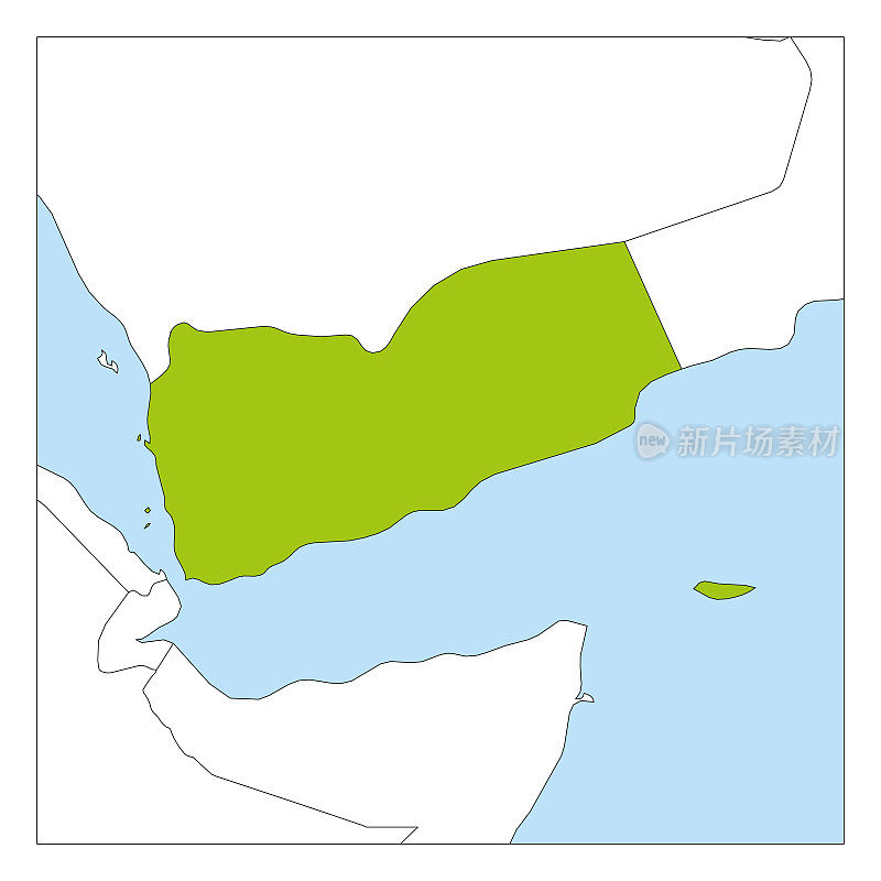 Map of Yemen green highlighted with neighbor countries